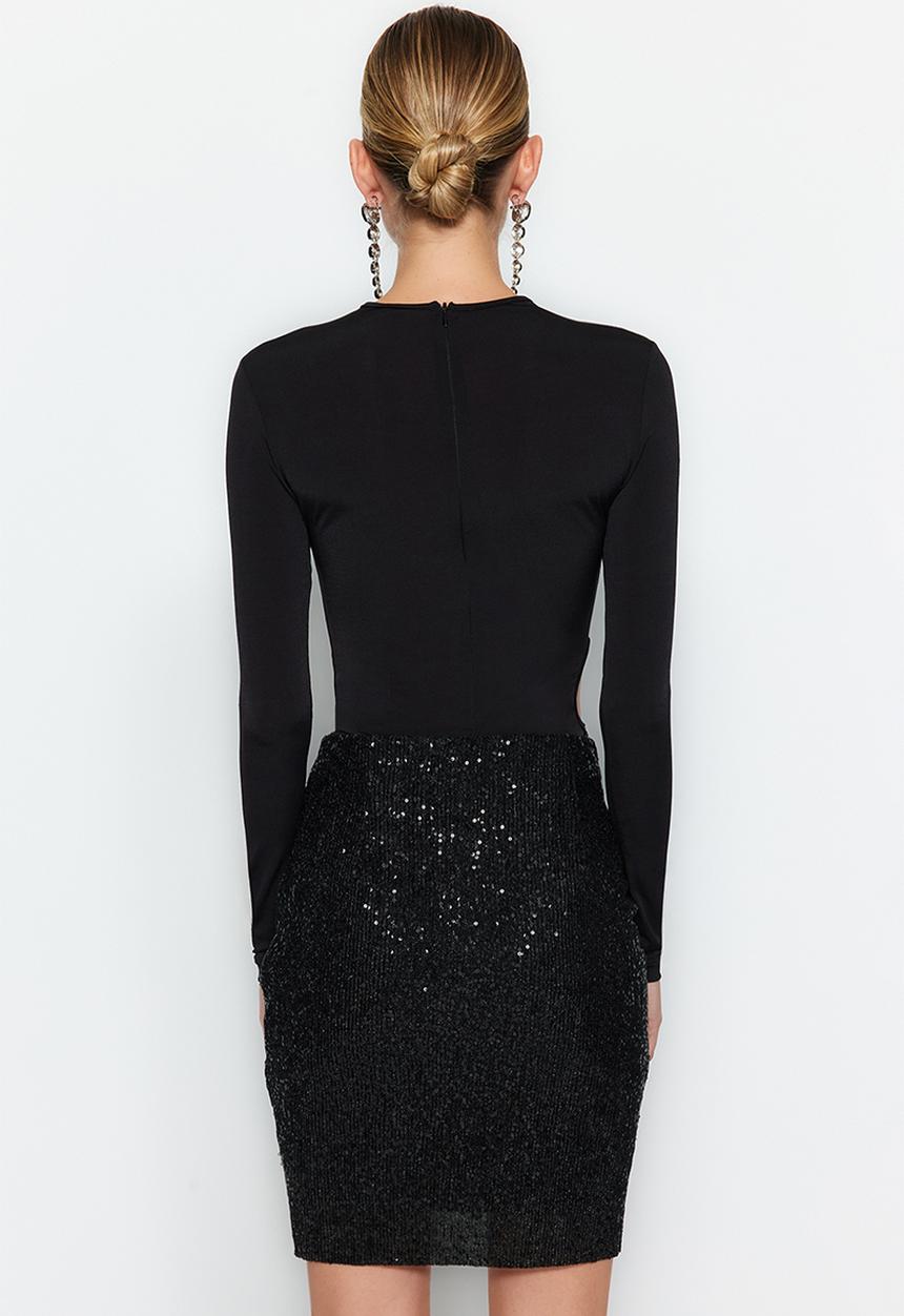 Trendyol - Cutout detail bodysuit - black