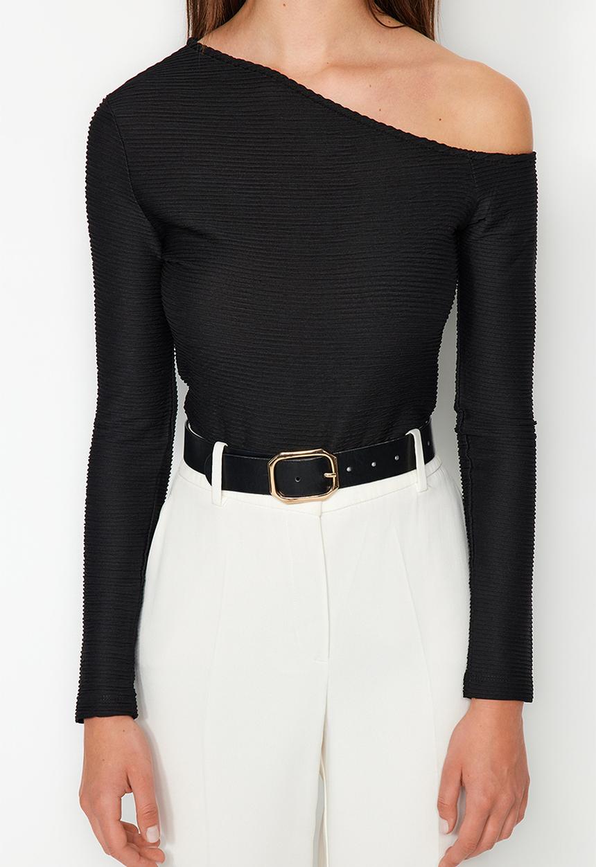 Trendyol - Asymmetrical bodysuit - black