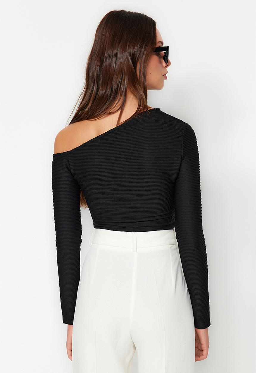 Trendyol - Asymmetrical bodysuit - black