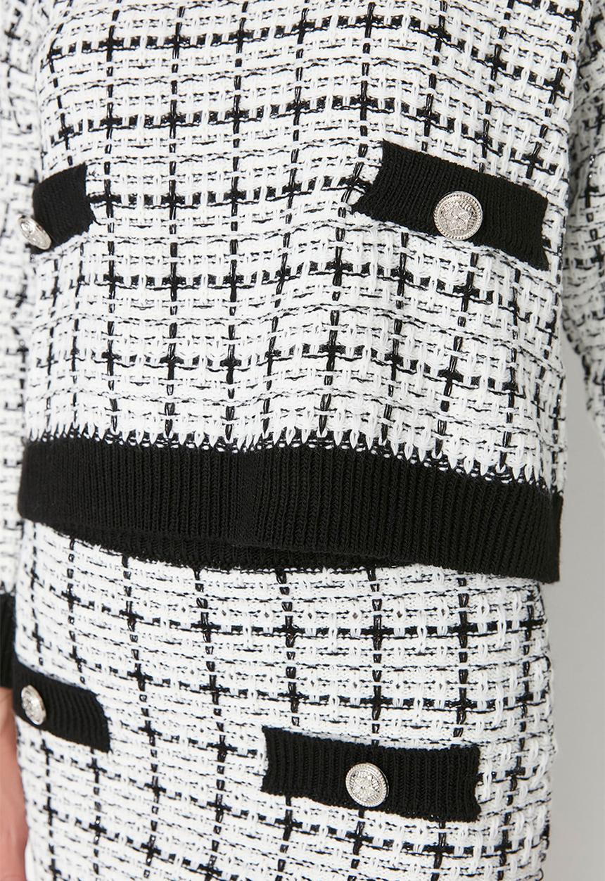 Trendyol - Tweed look skirt & knitwear top set - black