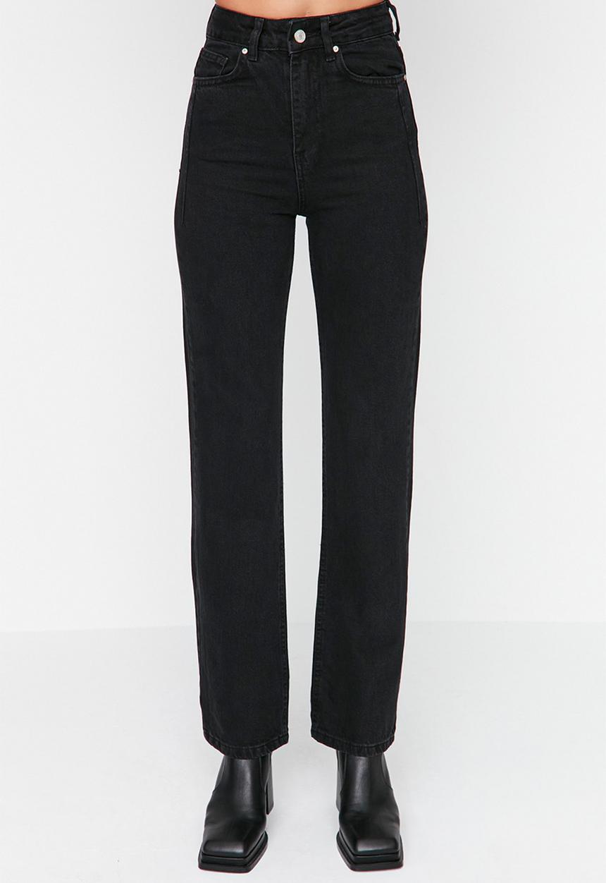 Trendyol - High waist straight jeans - black