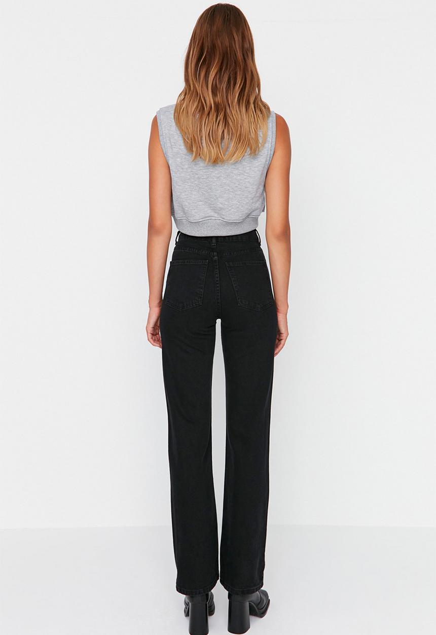 Trendyol - High waist straight jeans - black
