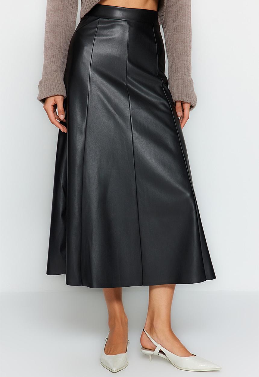 Trendyol - Faux leather maxi skirt - black