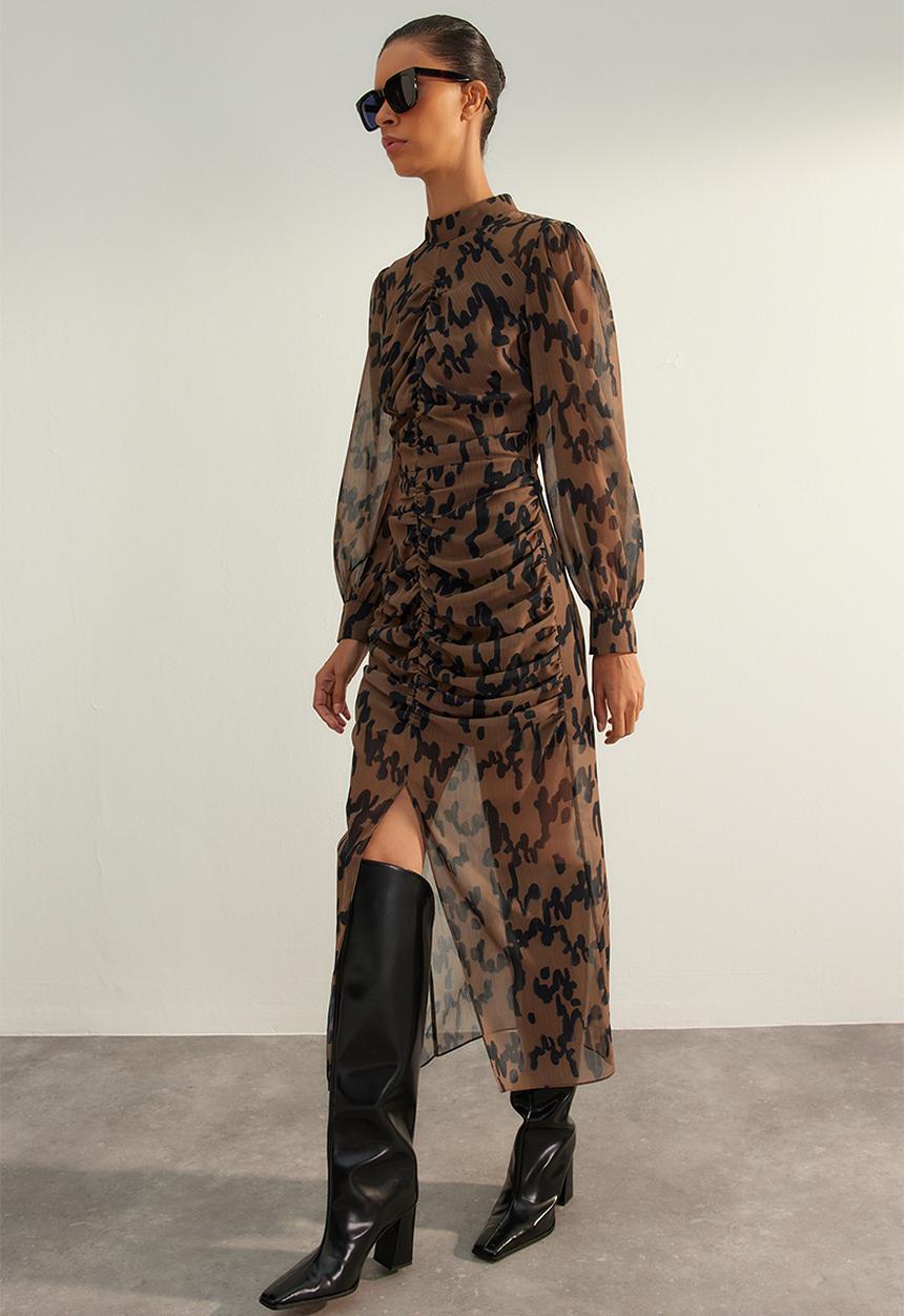 Trendyol - Bateau neck dress - brown