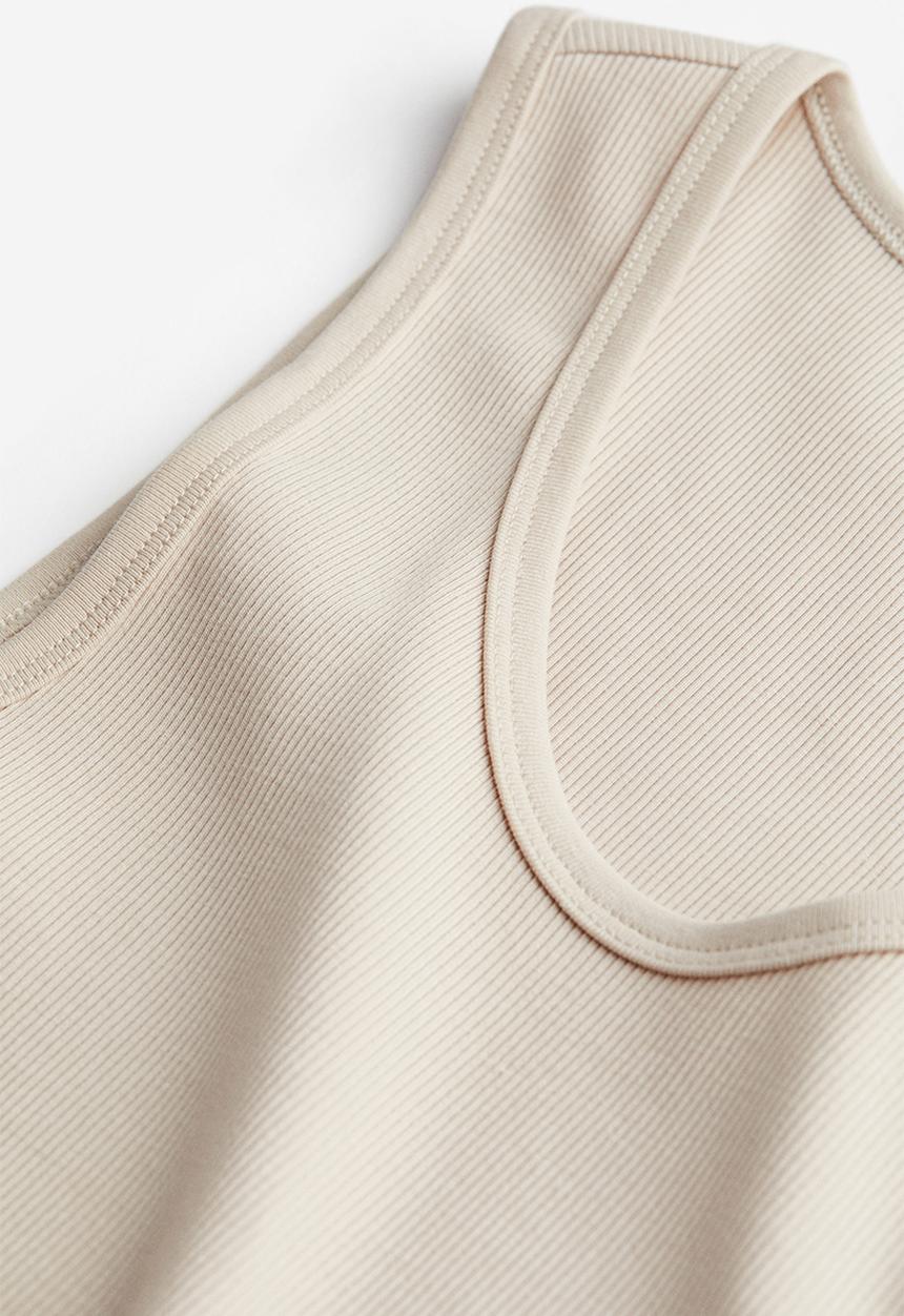 H&M - Ribbed vest top - light beige 
