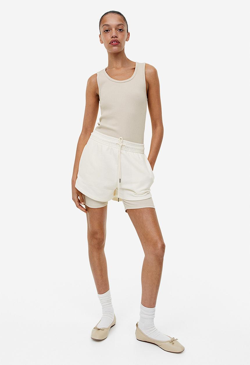 H&M - Ribbed vest top - light beige 