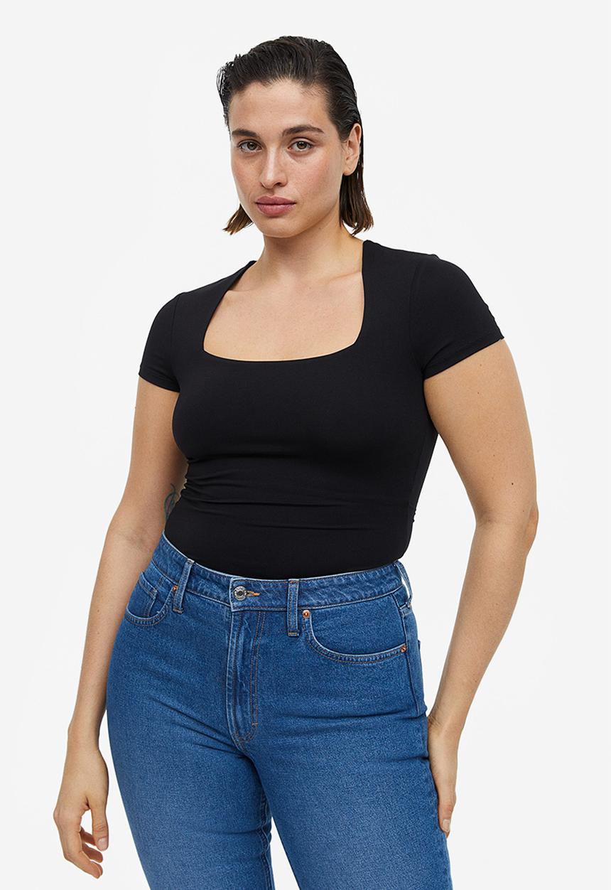 H&M - Square-neck top - black