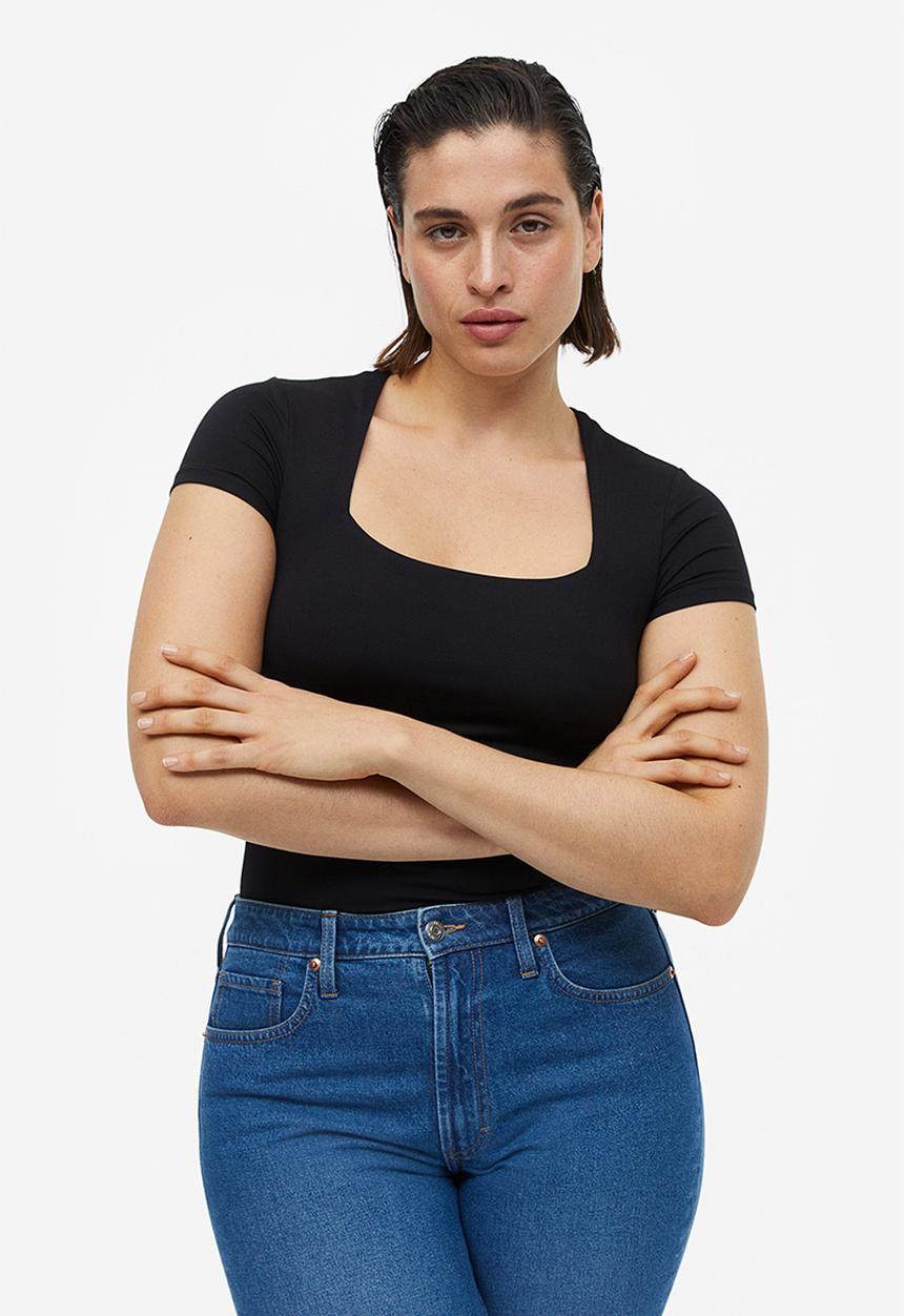 H&M - Square-neck top - black