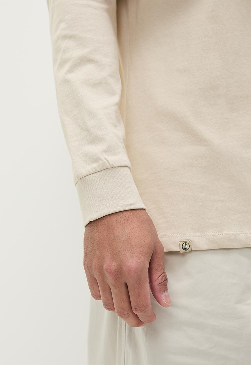 Lark & Crosse - Henk washed long sleeve raglan grandpa tee - stone