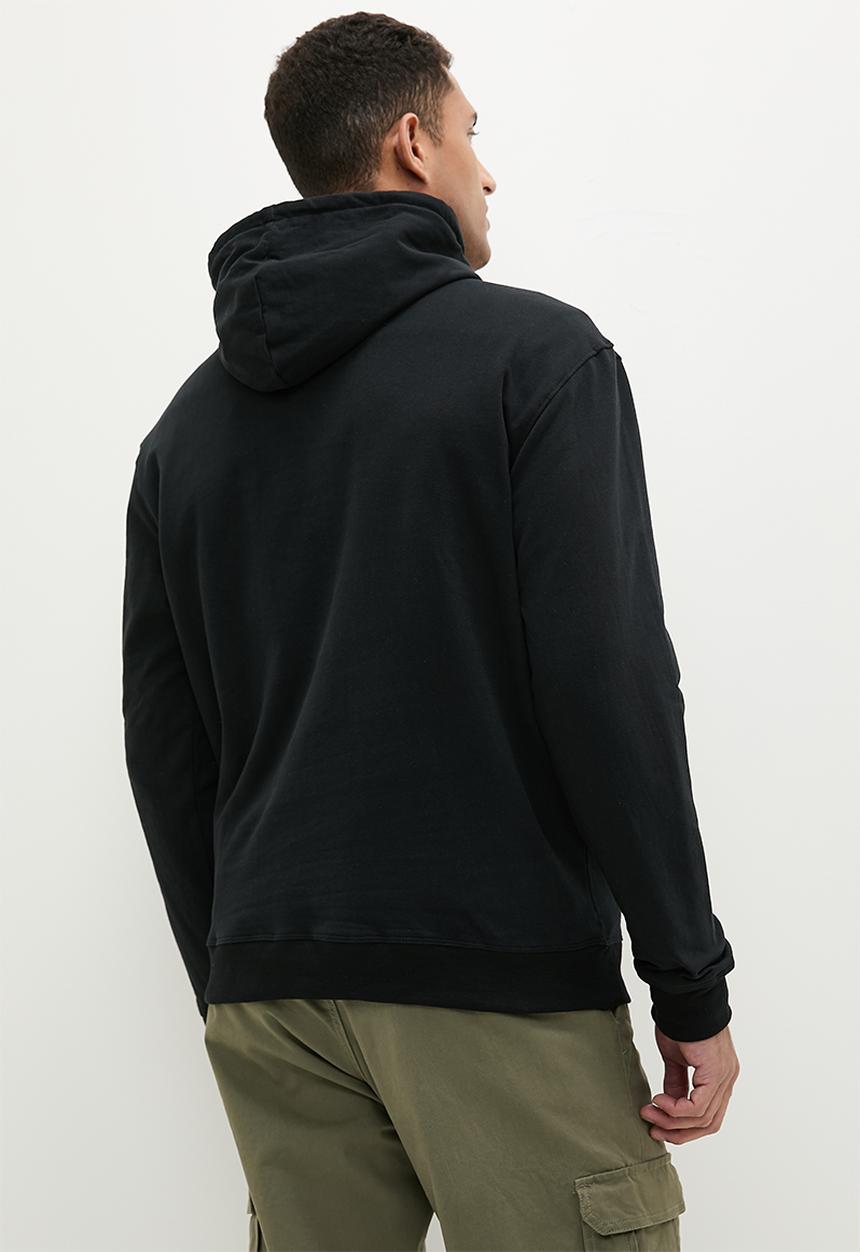 Lark & Crosse - Fashion embossed pullover hoodie sweat - black