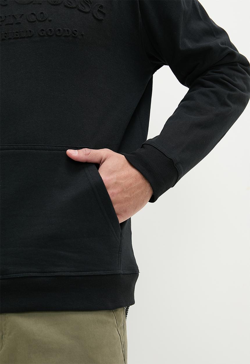 Lark & Crosse - Fashion embossed pullover hoodie sweat - black