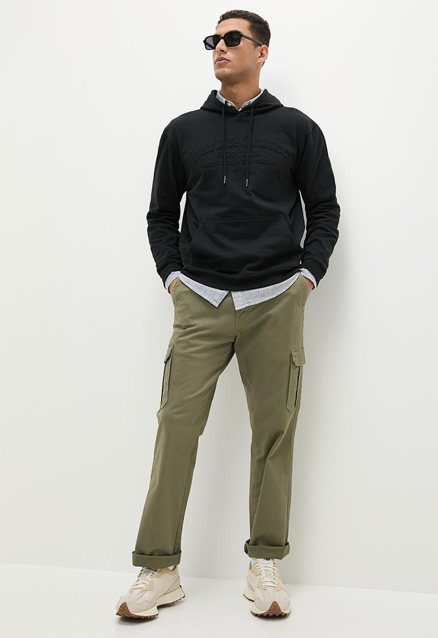 Lark & Crosse - Fashion embossed pullover hoodie sweat - black