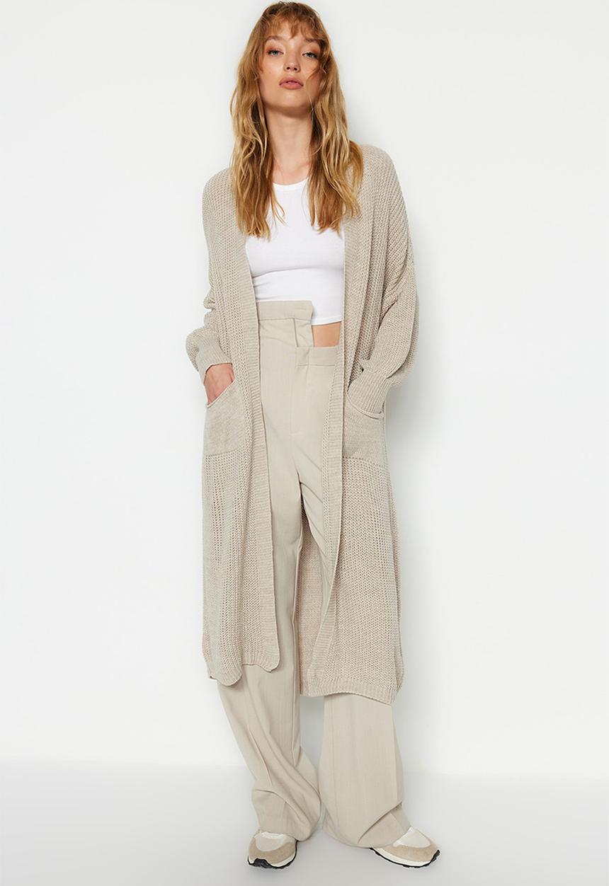 Trendyol - Maxi cardigan - stone