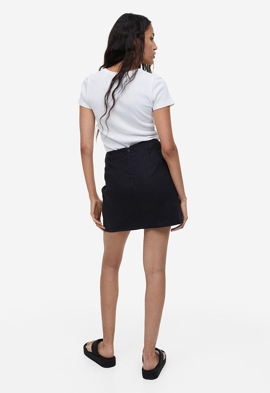 H&M - Linen skirt - black