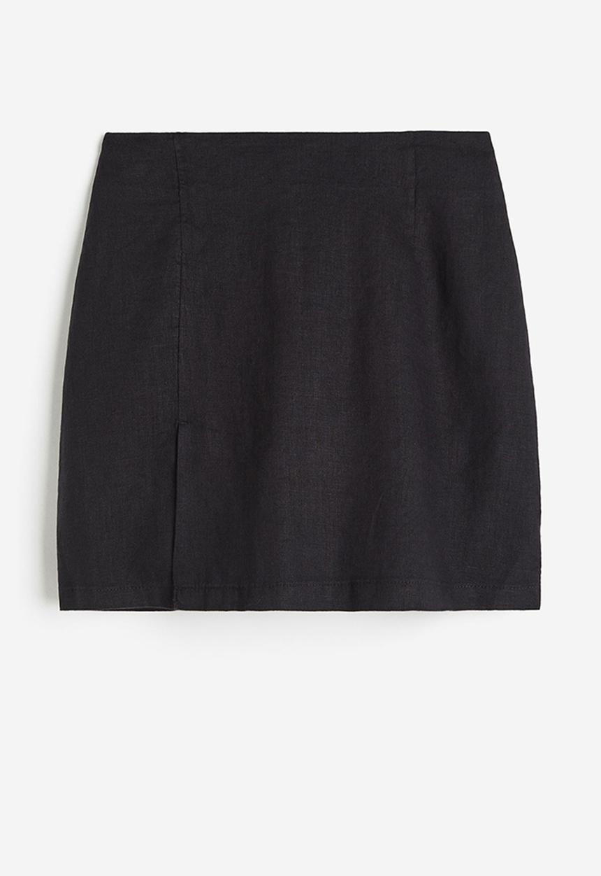H&M - Linen skirt - black