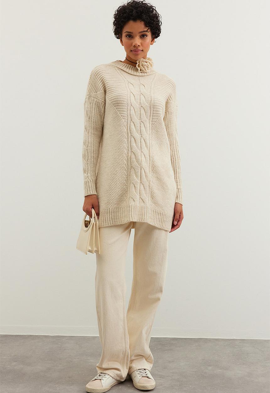 Trendyol - Cable knit sweater - stone
