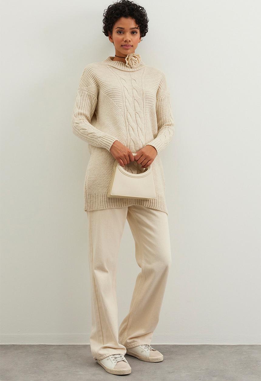 Trendyol - Cable knit sweater - stone