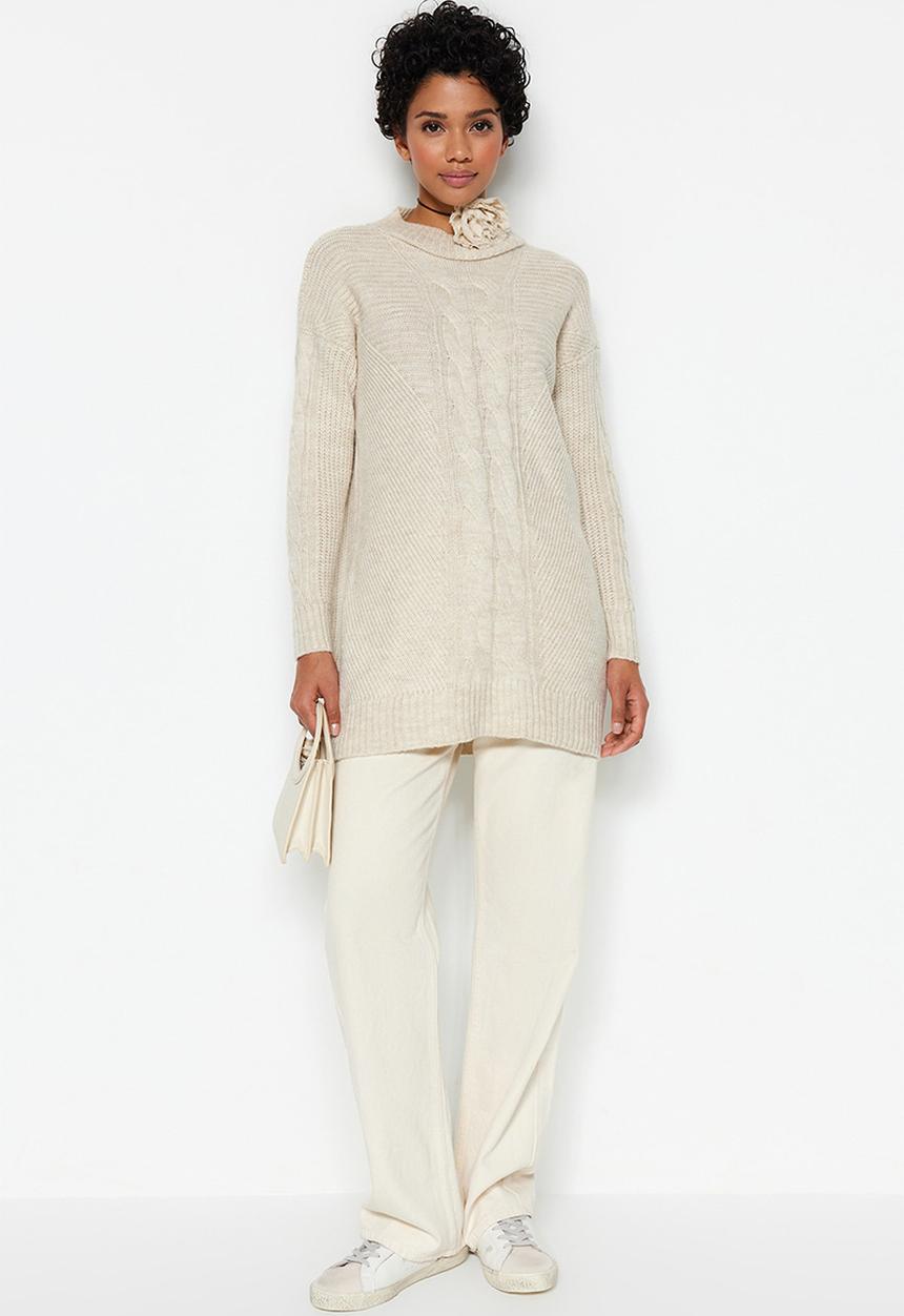 Trendyol - Cable knit sweater - stone