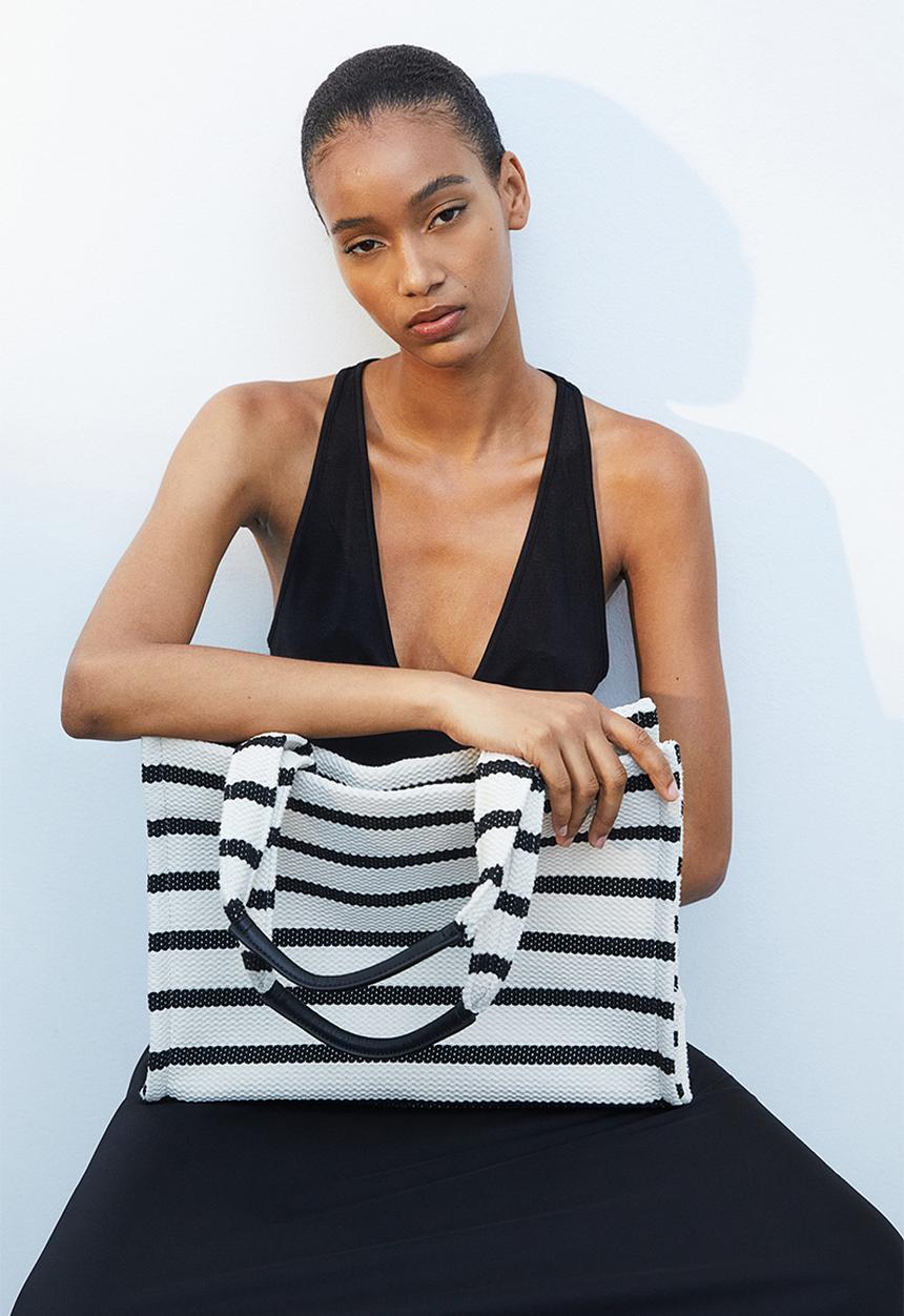 H&M - Cotton-blend shopper - black striped