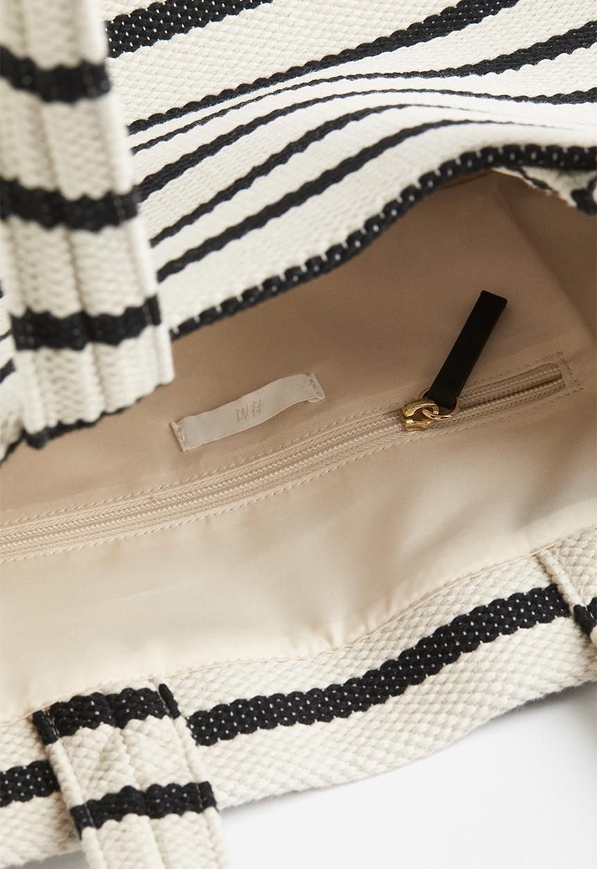 H&M - Cotton-blend shopper - black striped