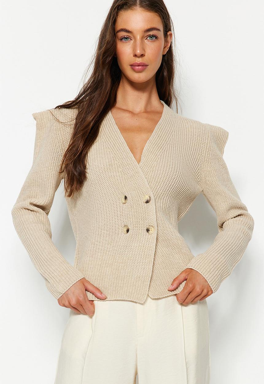 Trendyol - Jacket look cardigan - stone