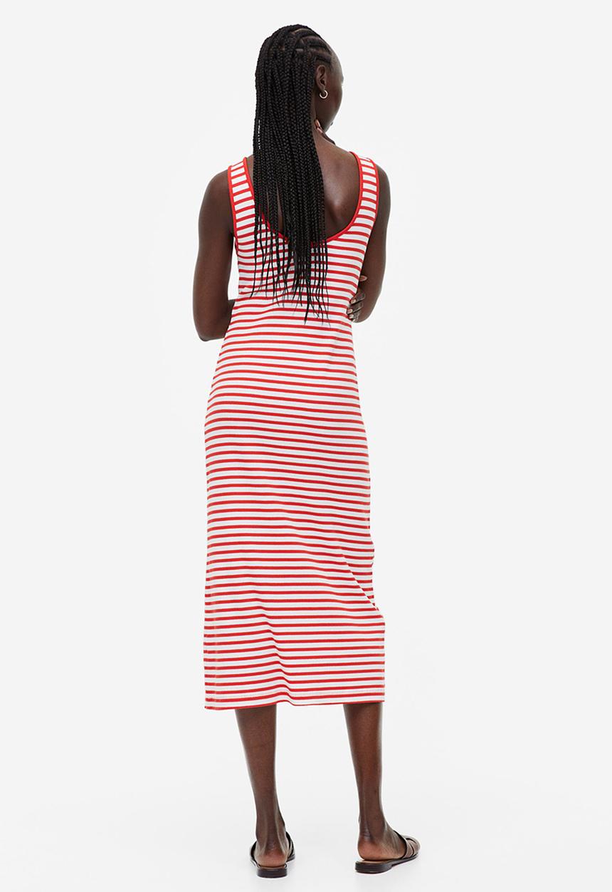 H&M - Ribbed dress - red & white striped