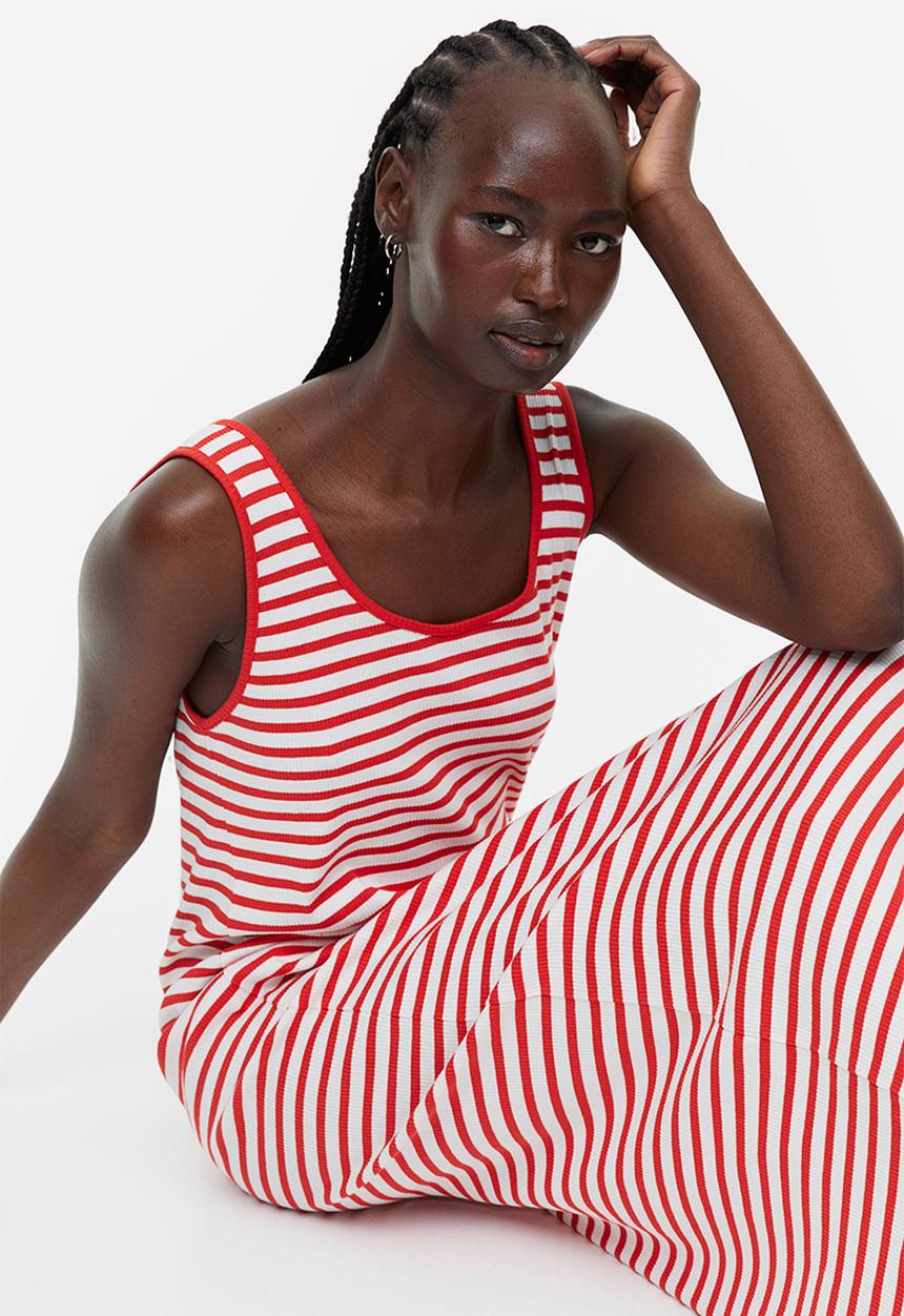 H&M - Ribbed dress - red & white striped