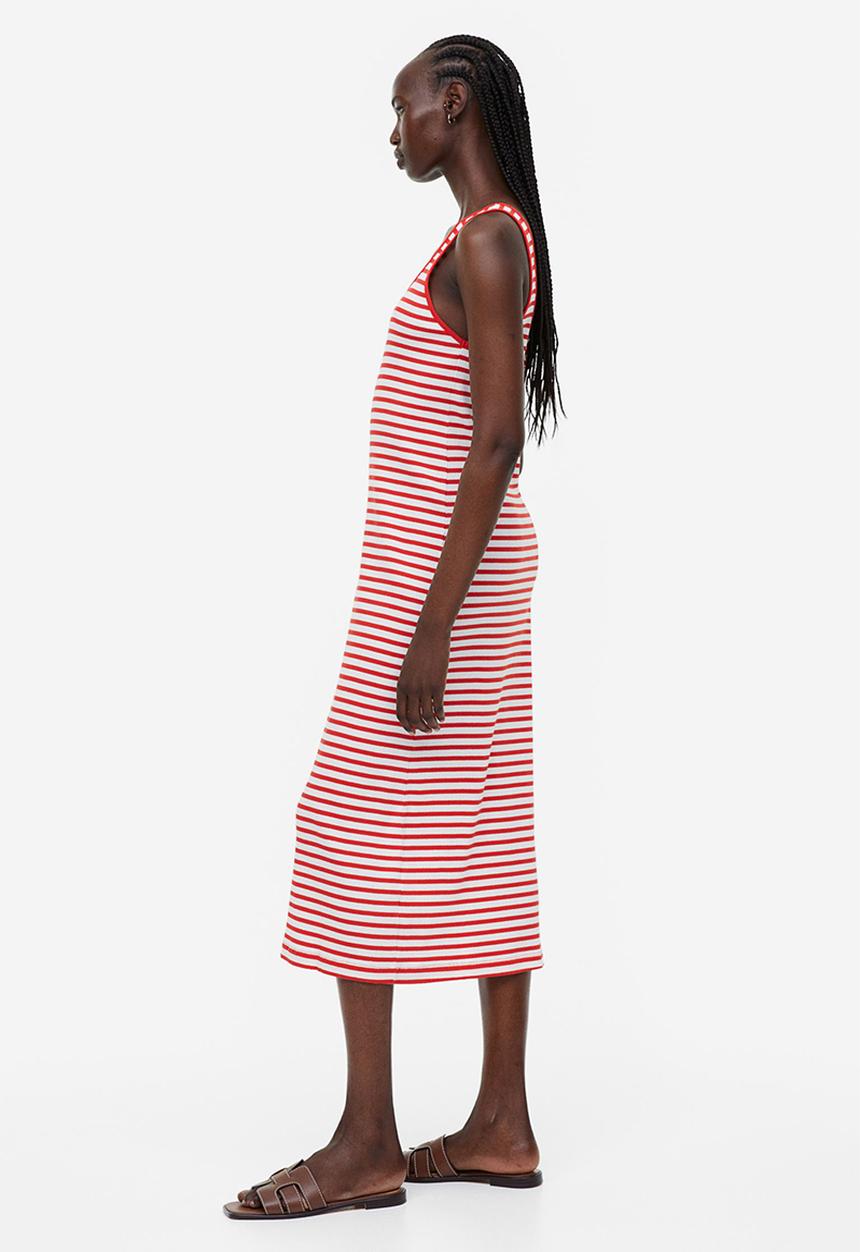 H&M - Ribbed dress - red & white striped