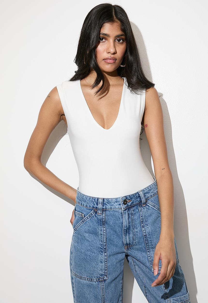 VELVET - High shoulder bodysuit - white 