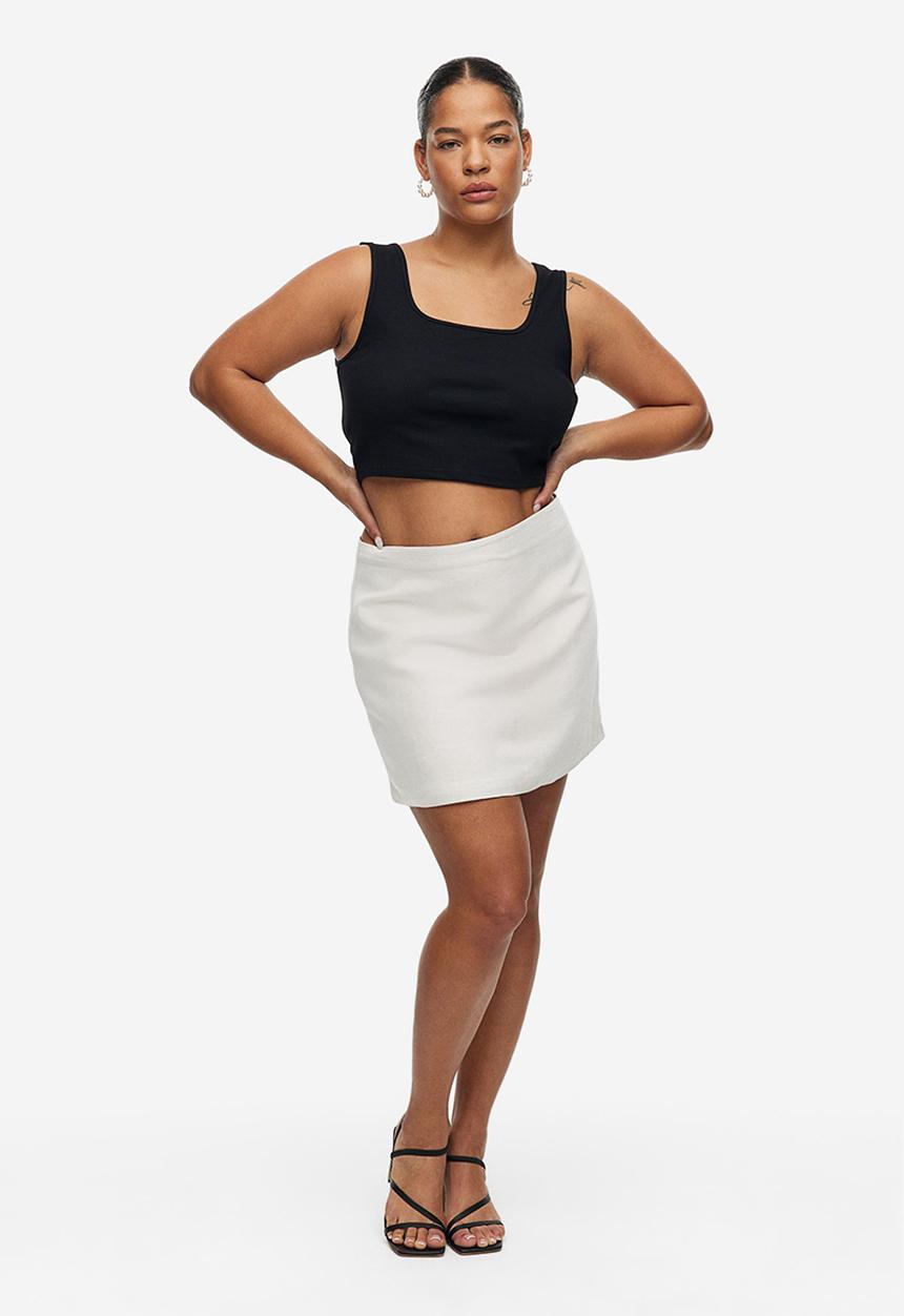 H&M - Linen-blend mini skirt - light beige