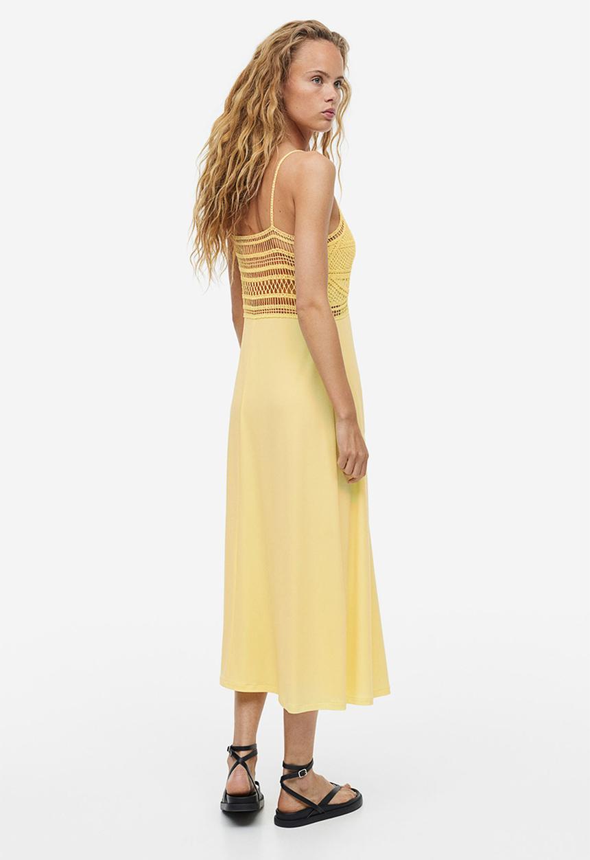 H&M - Crochet-look dress - light yellow