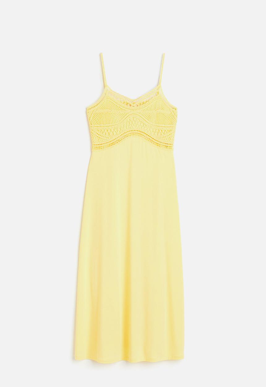 H&M - Crochet-look dress - light yellow