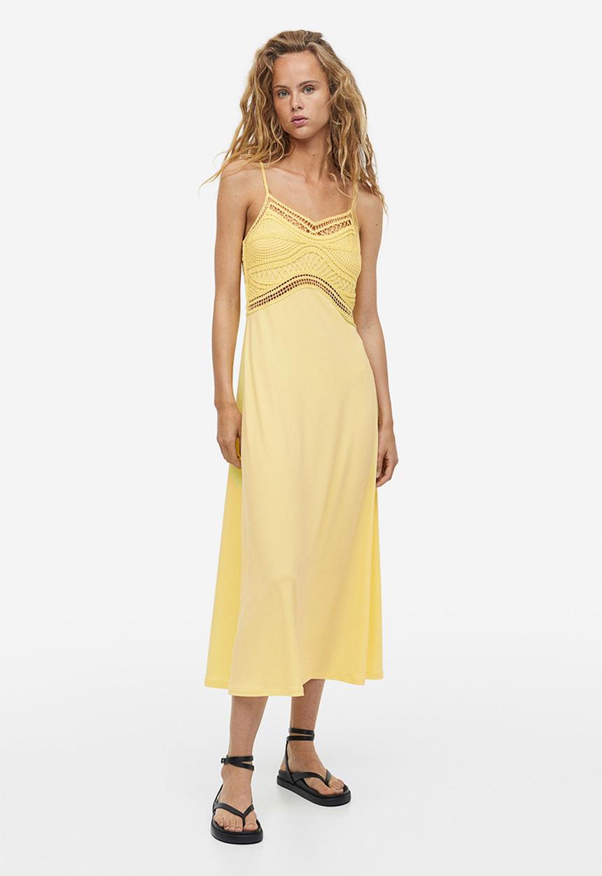 H&M - Crochet-look dress - light yellow