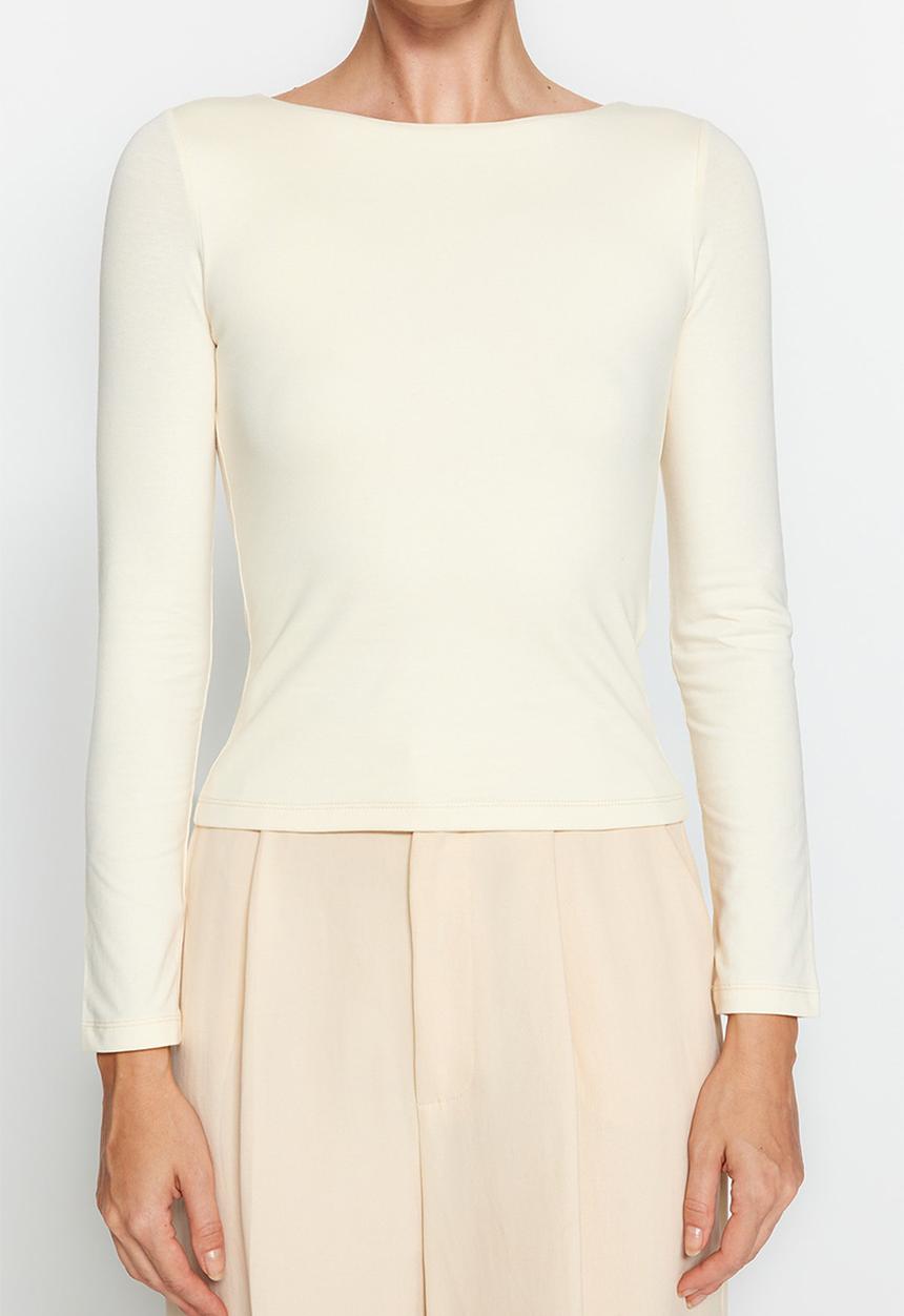 Trendyol - Boat neck fitted top - stone