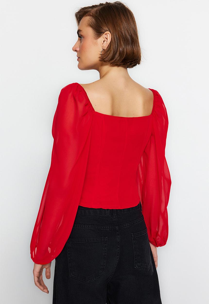 Trendyol - Sweetheart blouse - red