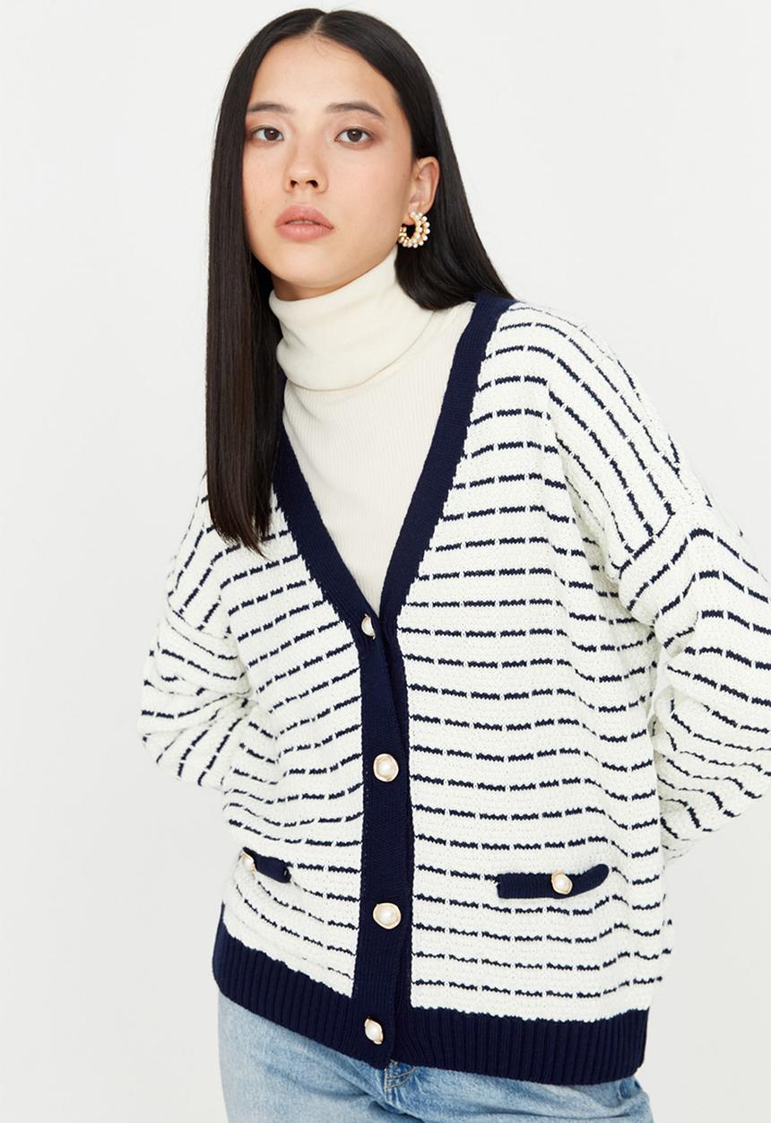 Trendyol - Wide stripe cardigan - navy