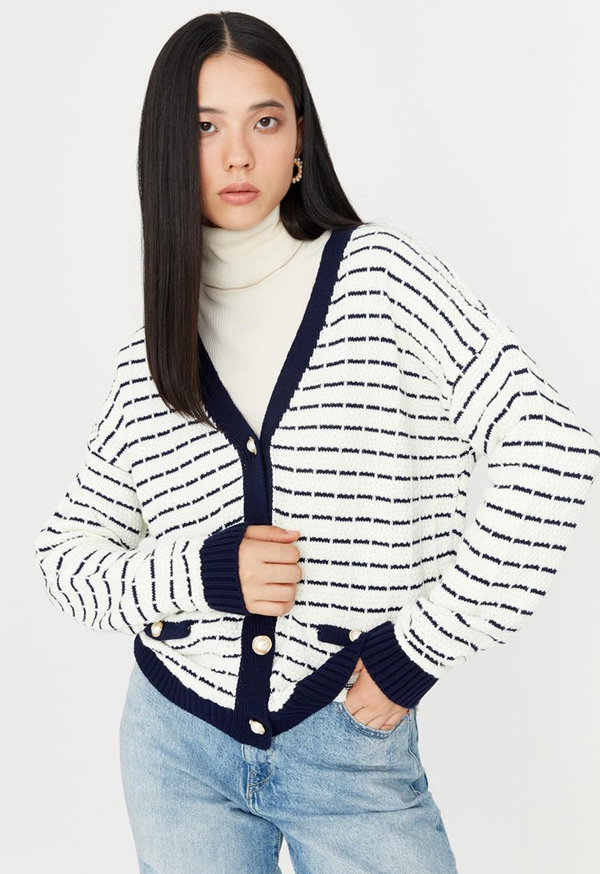 Trendyol - Wide stripe cardigan - navy