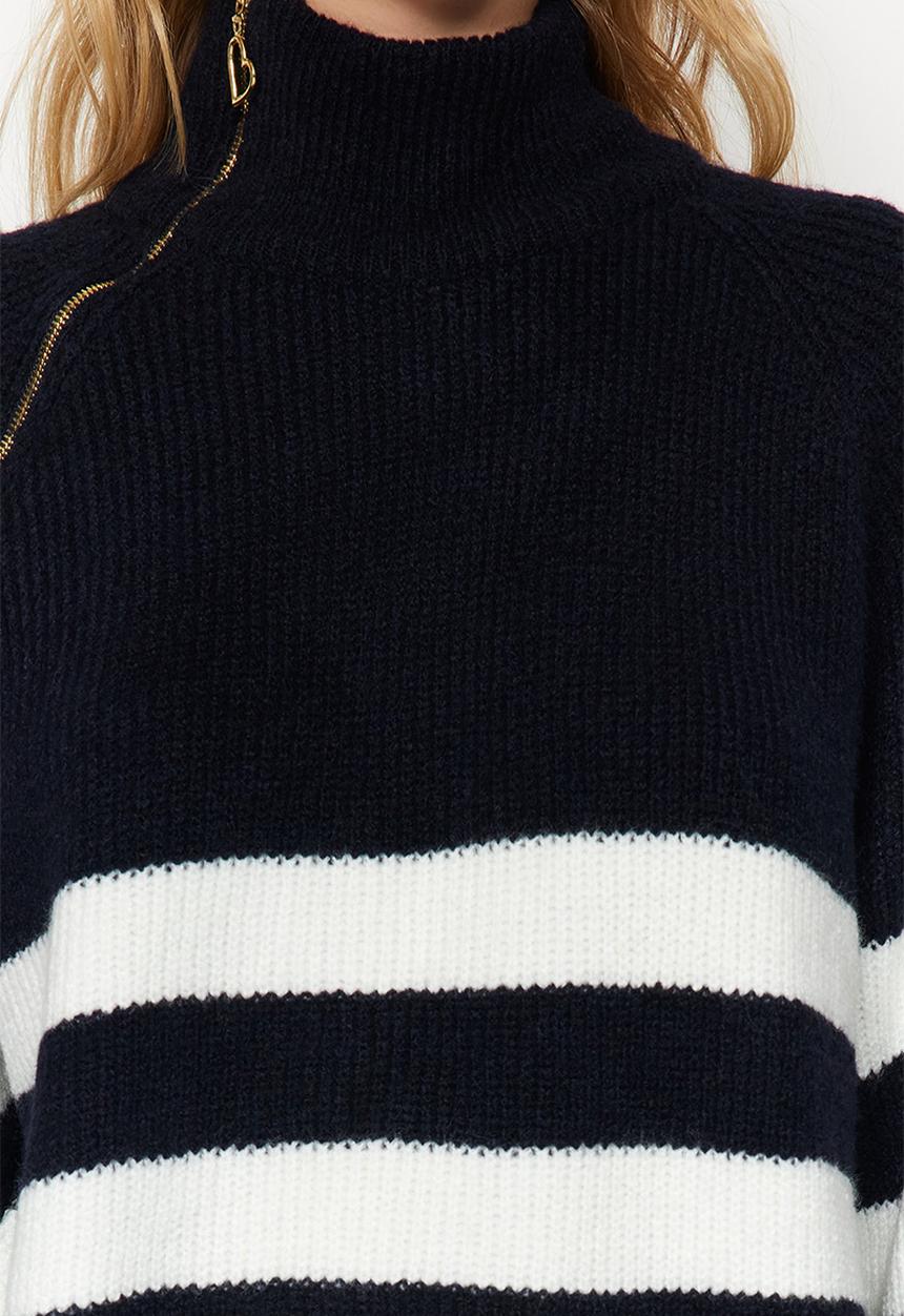 Trendyol - Stand-up collar sweater - navy