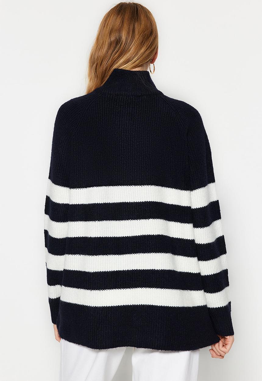 Trendyol - Stand-up collar sweater - navy