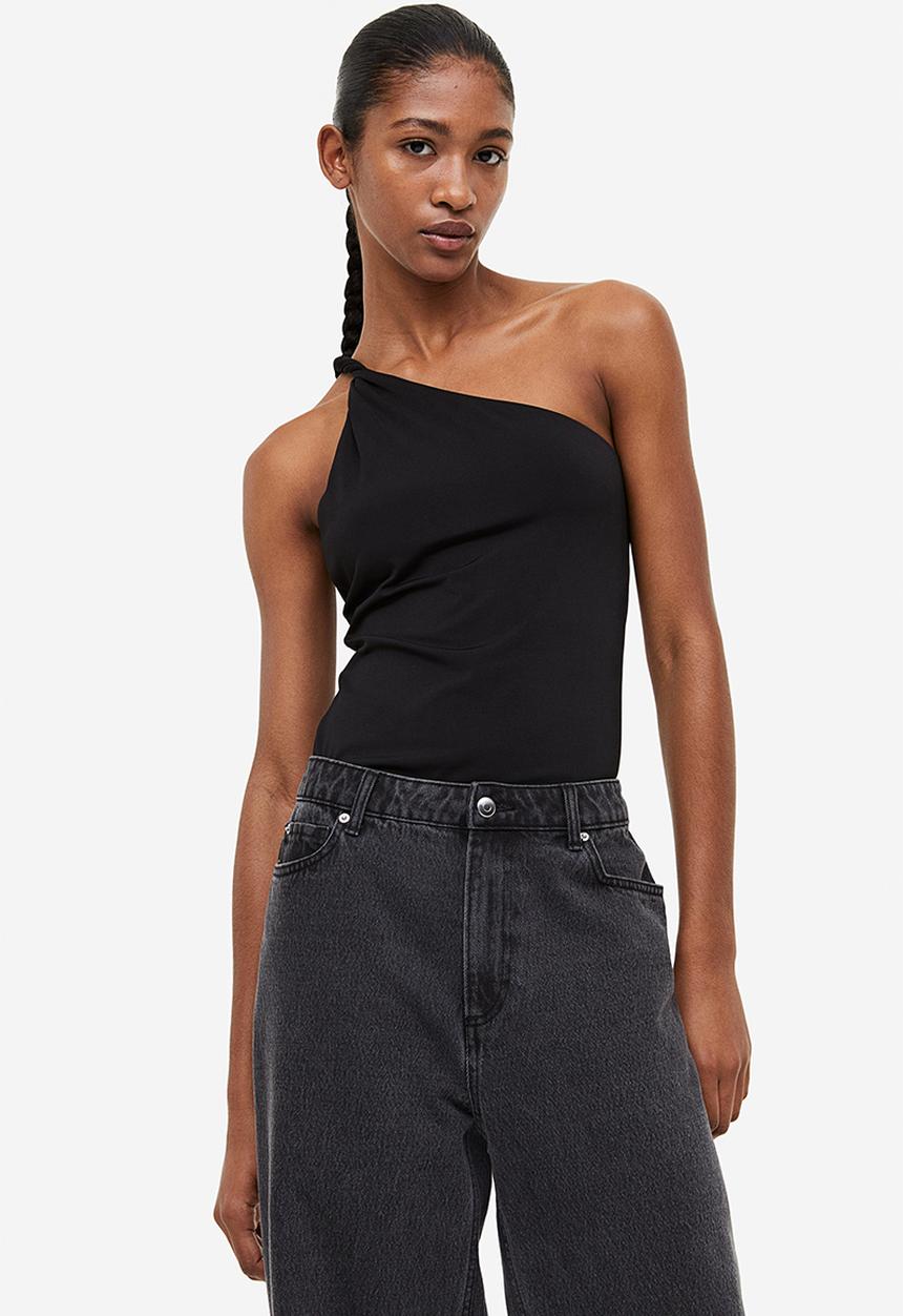 H&M - One-shoulder top - black