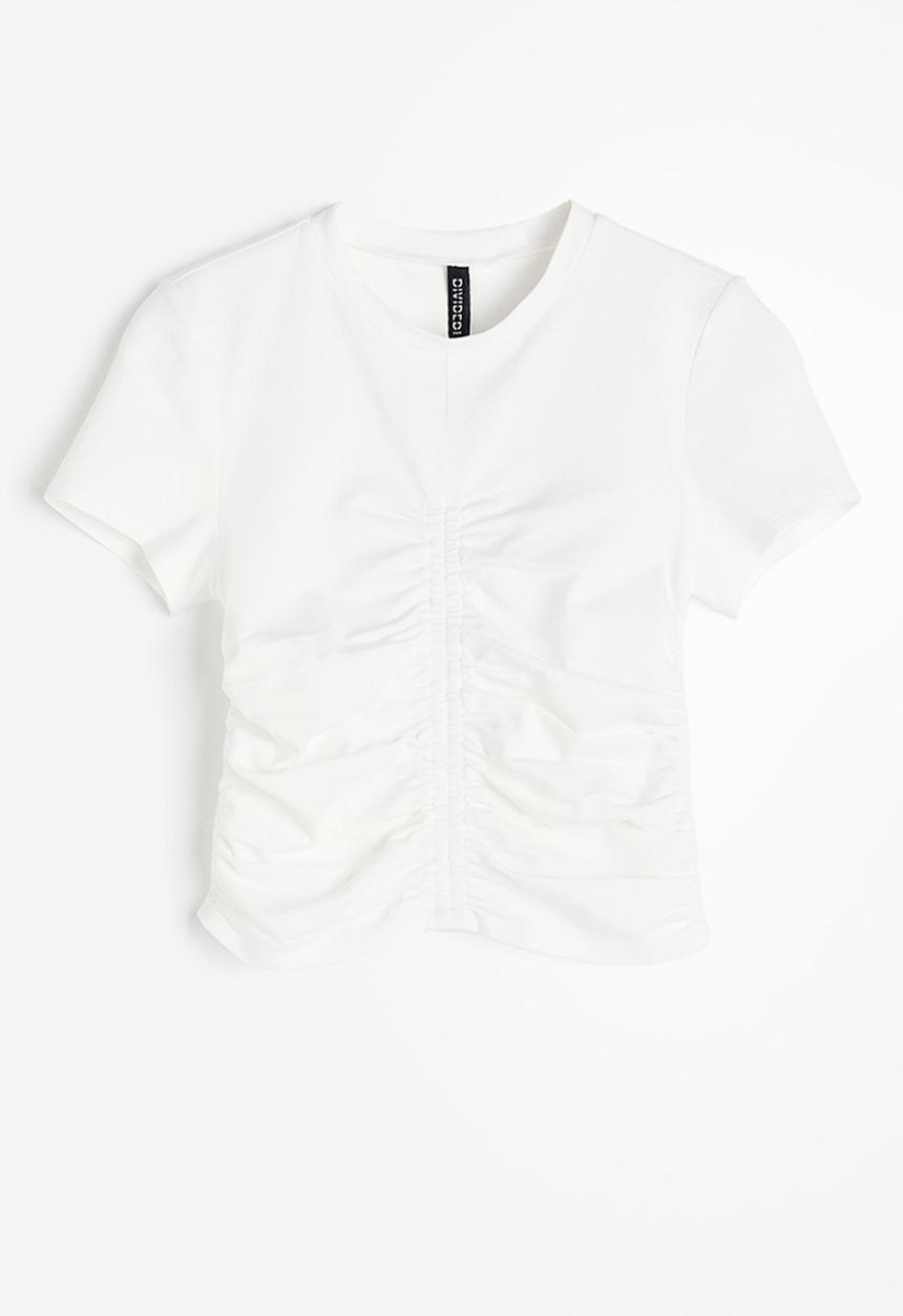 H&M - Gathered jersey top - cream