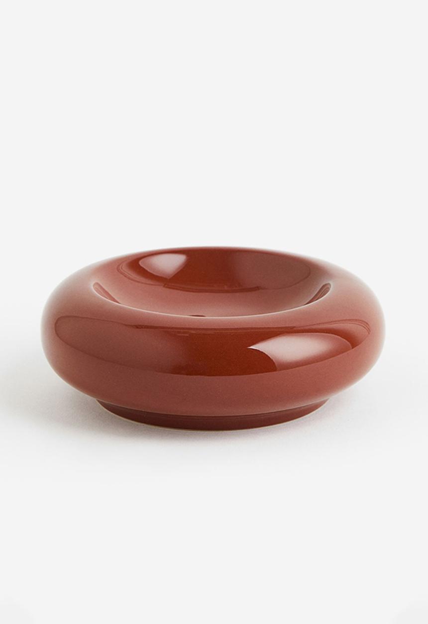H&M - Decorative stoneware bowl - rust brown 
