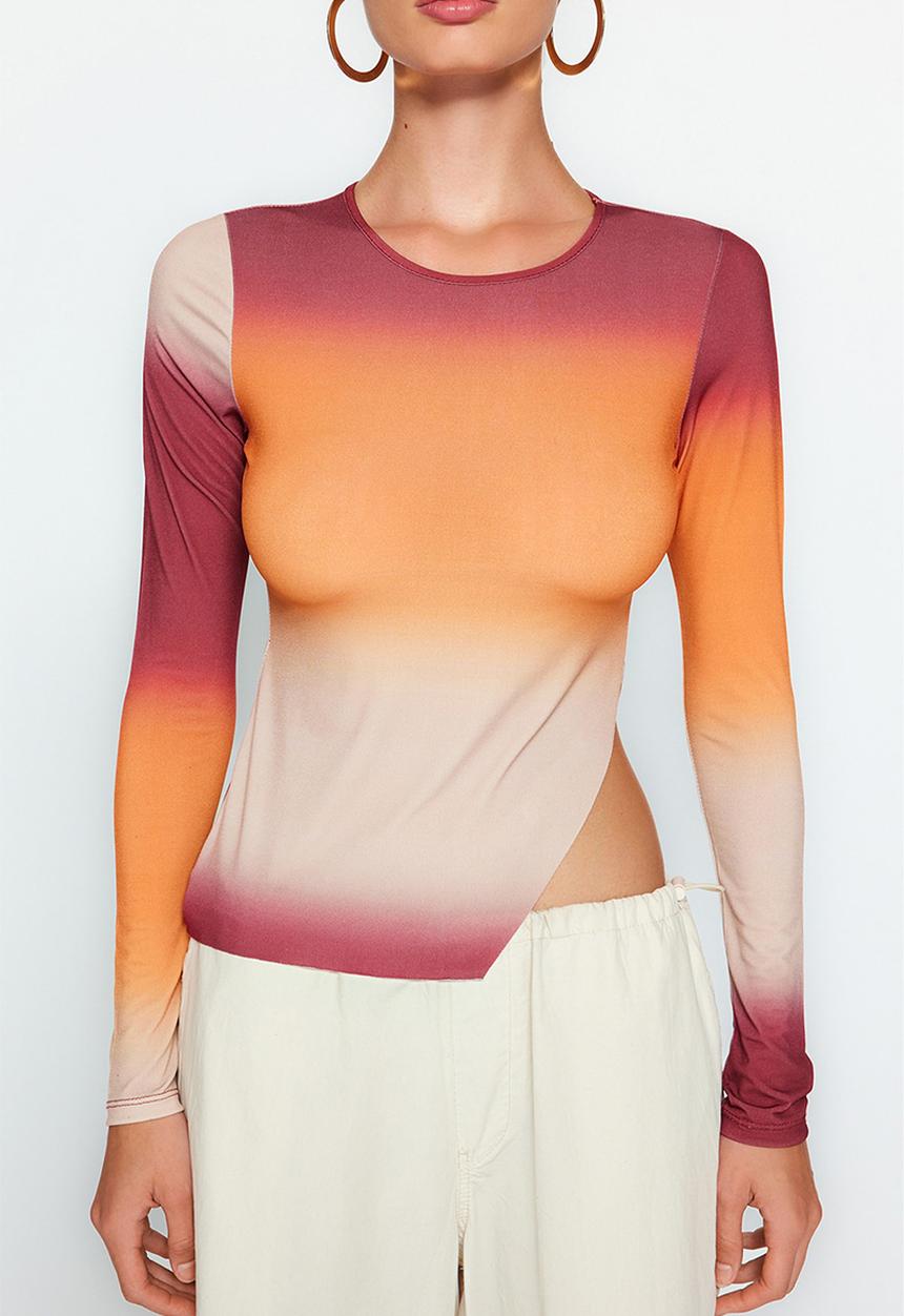 Trendyol - Ombre sunset fitted top - orange gradient