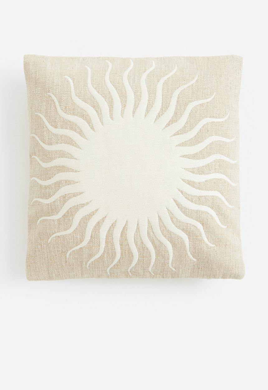 H&M - Embroidered cushion cover - beige 