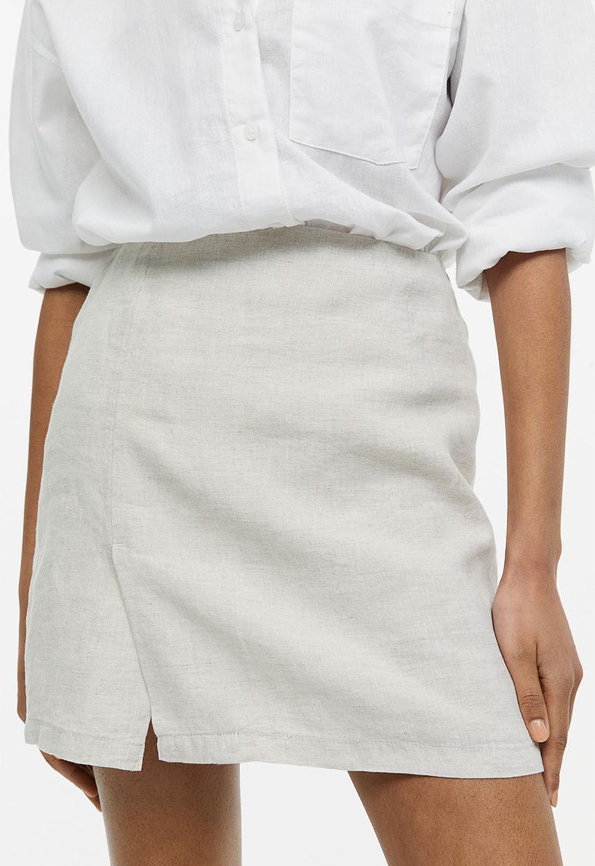 H&M - Linen skirt - light beige