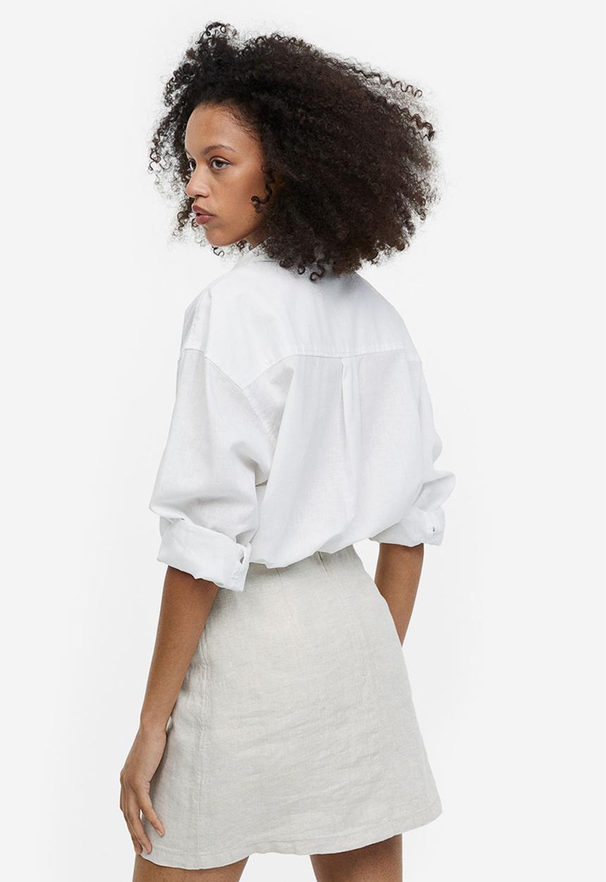 H&M - Linen skirt - light beige