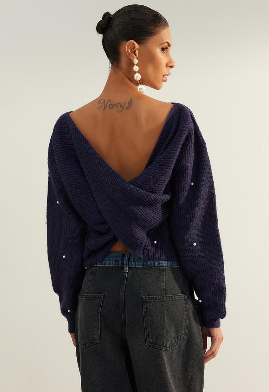 Trendyol - Limited edition pearl detail sweater - navy