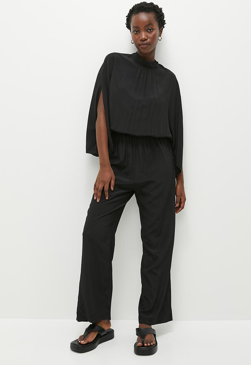 dailyfriday - High neck slit sleeve jumpsuit - black