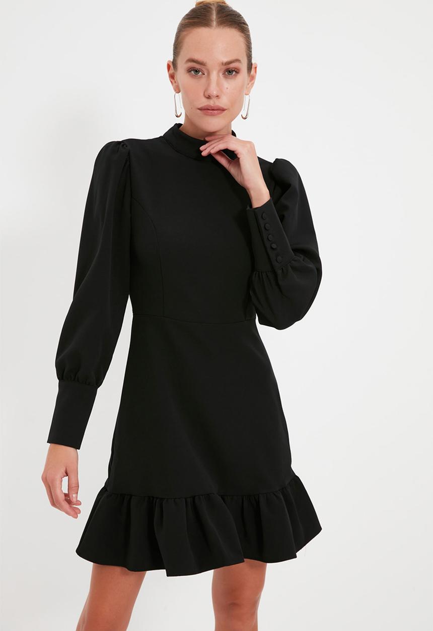 Trendyol - Mini dress with puff sleeve detail - black