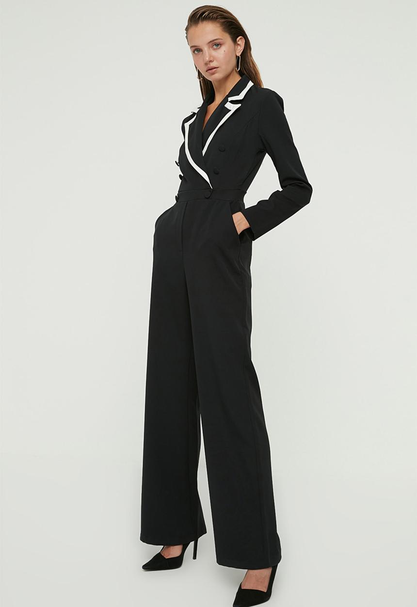 Trendyol - Buttoned romper - black